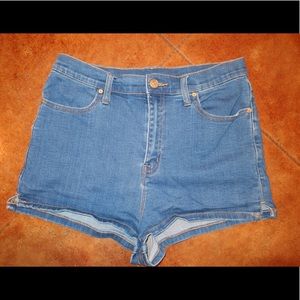 High waisted jean shorts